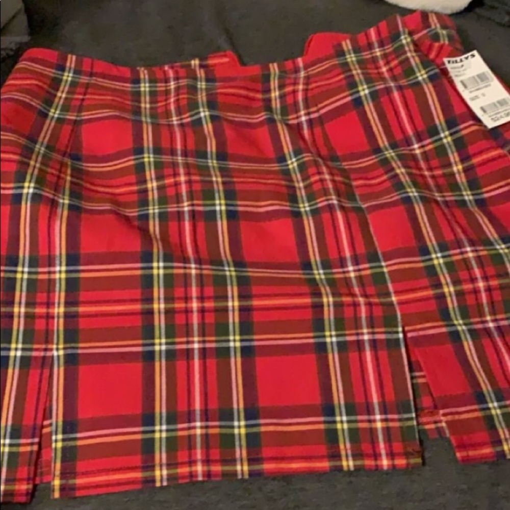 Plaid Red Skirt From Tillys